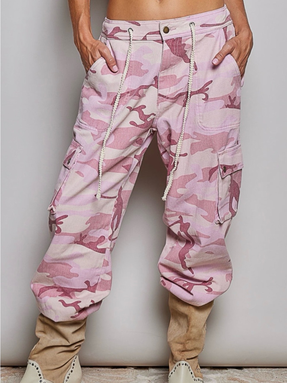 POL Pink Camouflage Joggers